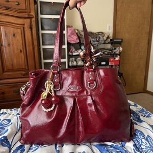 Coach Deep Red Leather Shoulder Bag